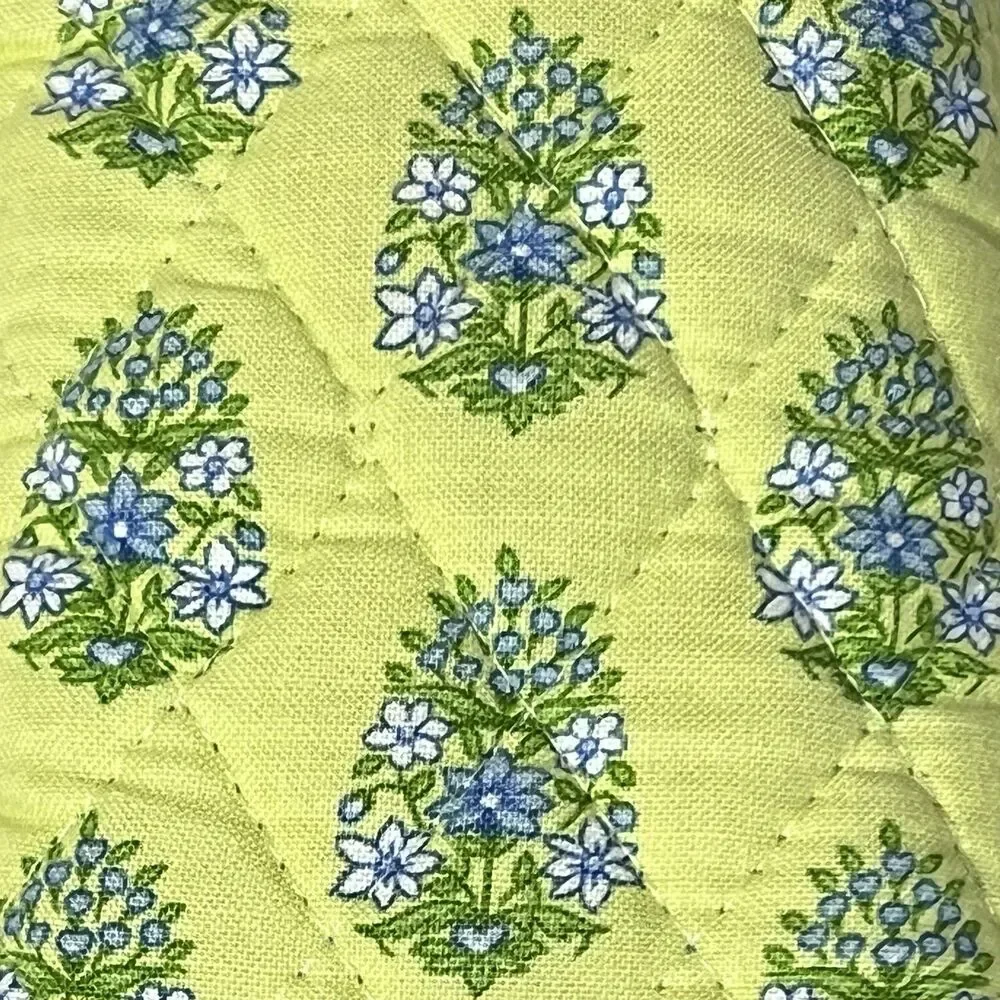 Vera Bradley Double Glass Case Quilted Floral Paisley Elephant Citrus Yellow - Picture 9 of 16